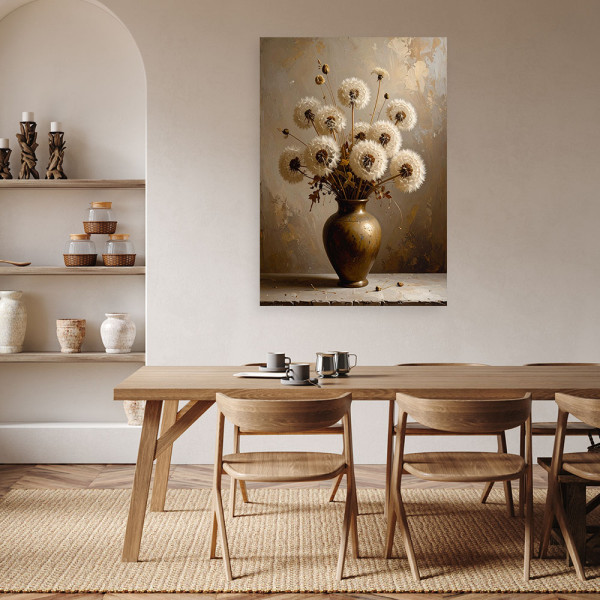 Obraz pionowy do salonu biura kuchni, Dmuchawce bukiet 20x30