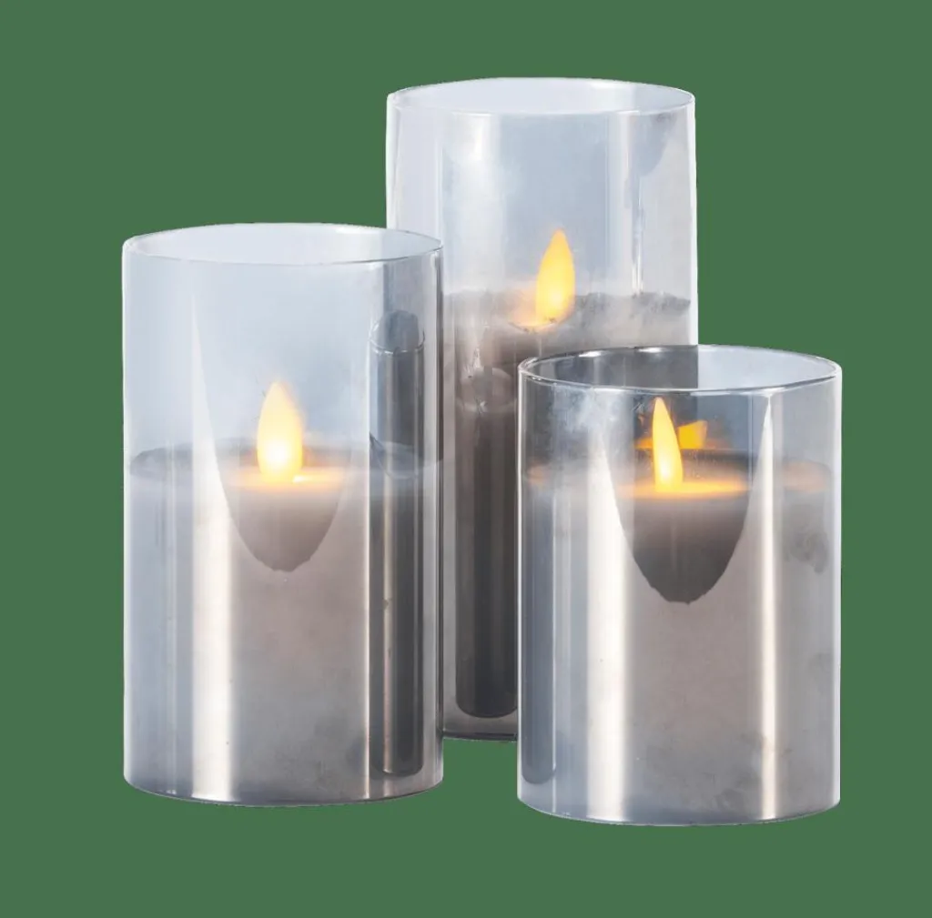 Bougies Led^CASA ION Bougies LED Set De 3 Gris