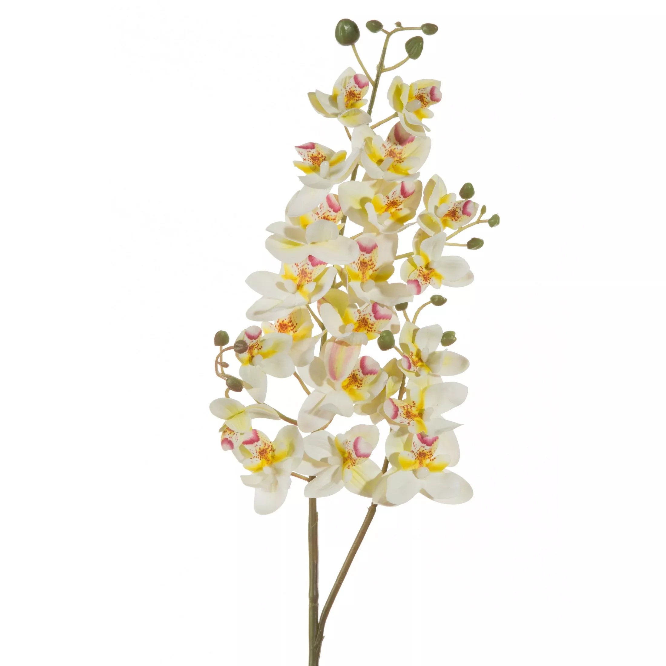 Kwiat sztuczny storczyk wielokwiatowy biało, żółty 77 cm