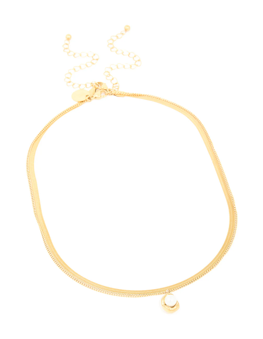 Waterproof Gold Plated Stainless Steel Pearl & Snake Chain Layered Necklace