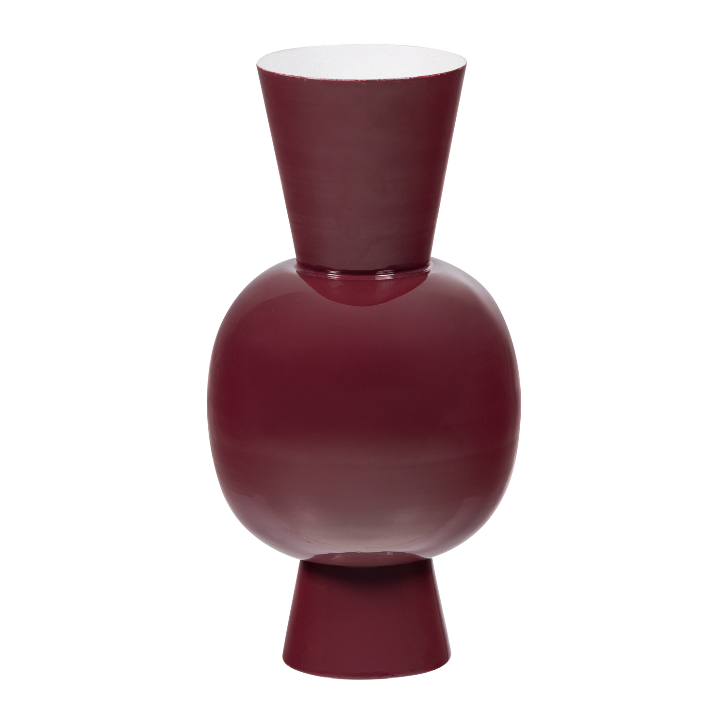 WOOOD Auri Vaas 20 CM - Metaal - Hoogglans Wijnrood - 38x20x20