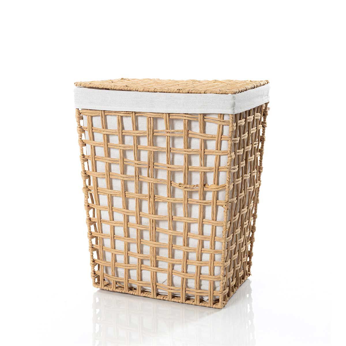 Cesto de roupa wc natural e linho 48cm