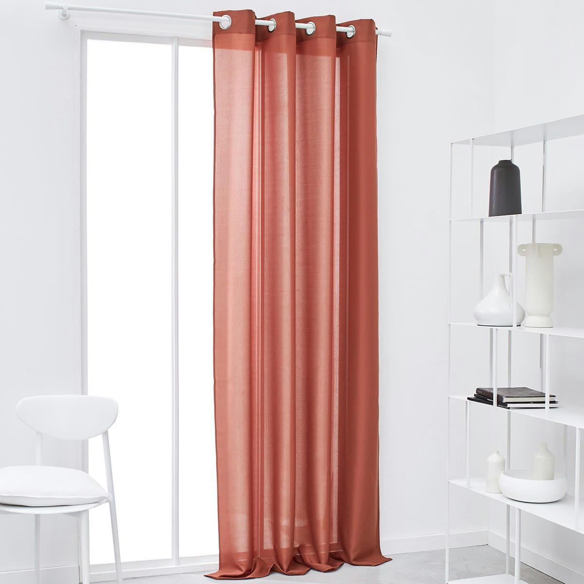 CORTINA MEVAK - Rideau en Polyester Rouge brique 140x240 cm