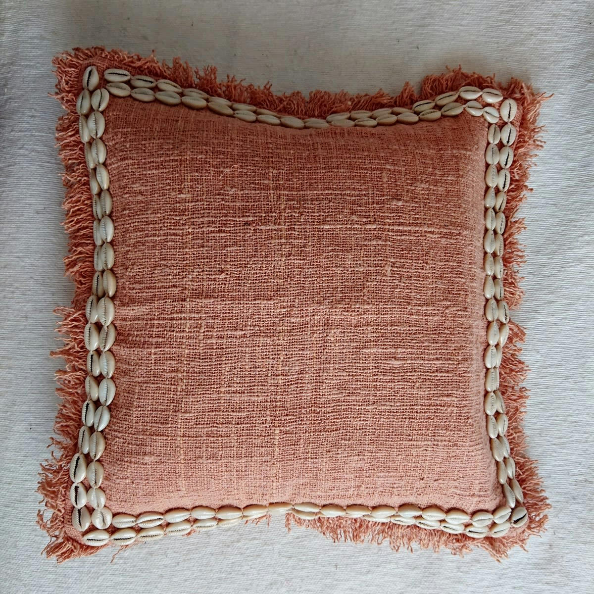 CANGA - Housse de coussin avec coquillages, coral 45x45 cm