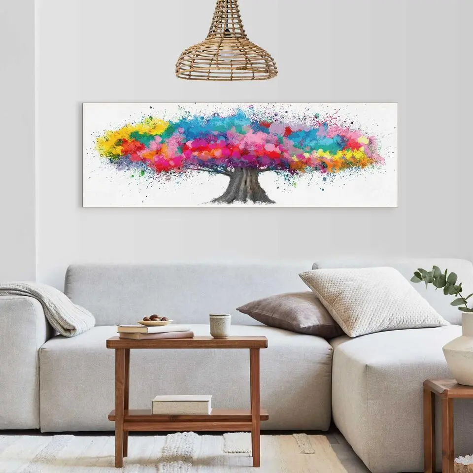 Schilderij Colourful Tree - 52 x 156 - Bont
