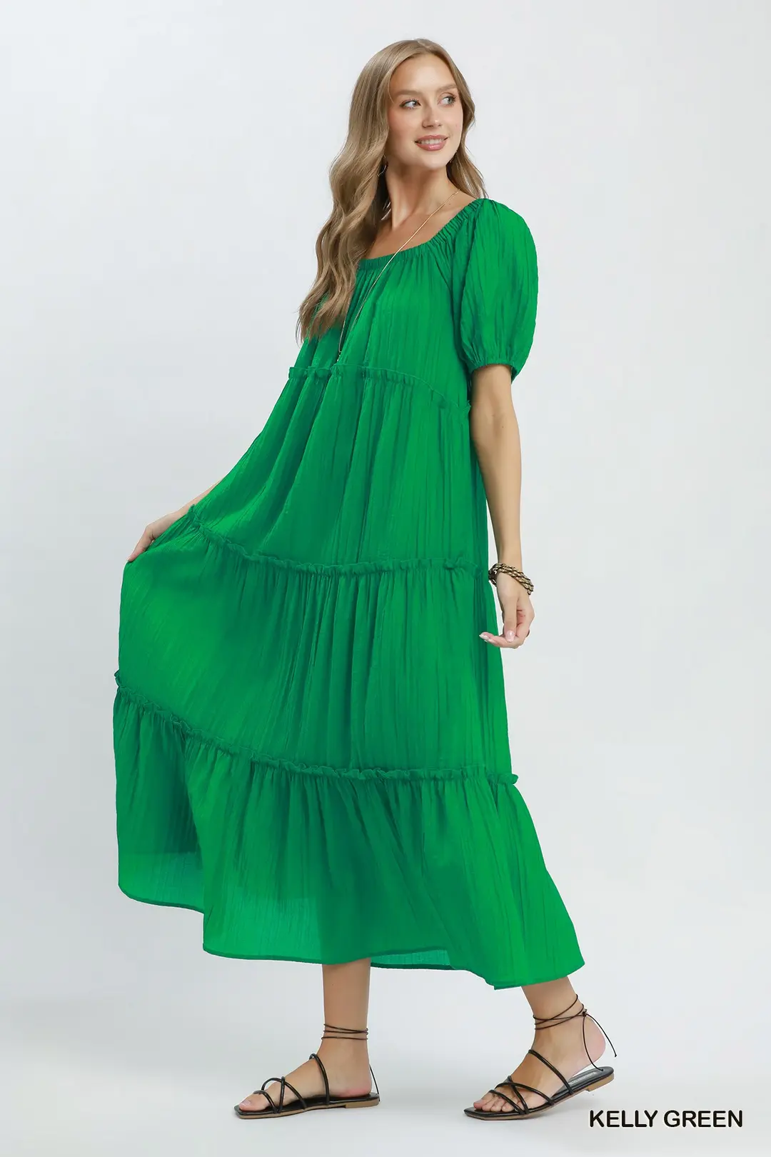 Textured Tiered Midi Dress