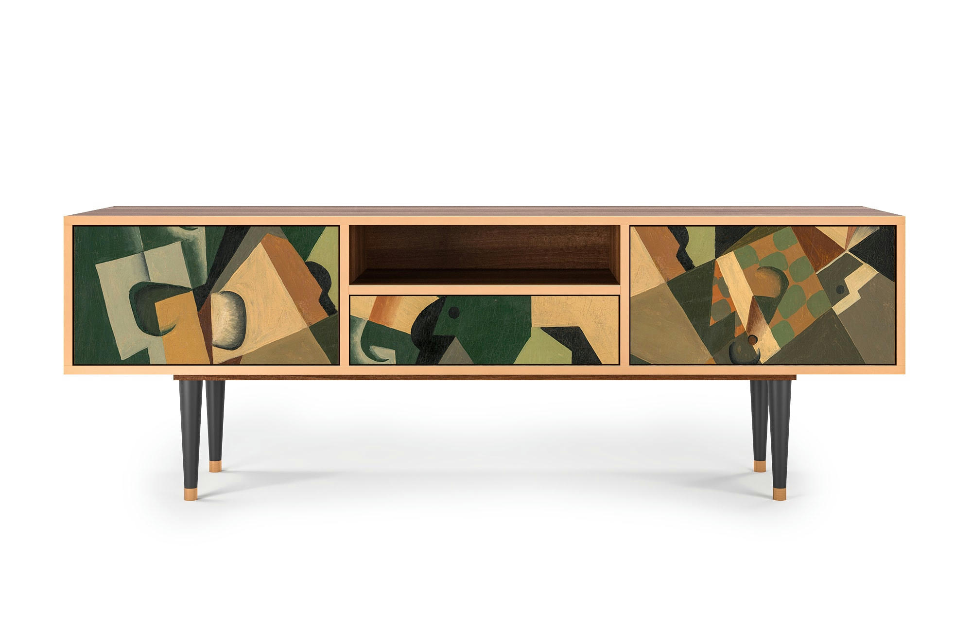 GLASS AND CHECKERBOARD BY JUAN GRIS - Meuble TV  multicolore 1 tiroir et 2 portes L 170 cm