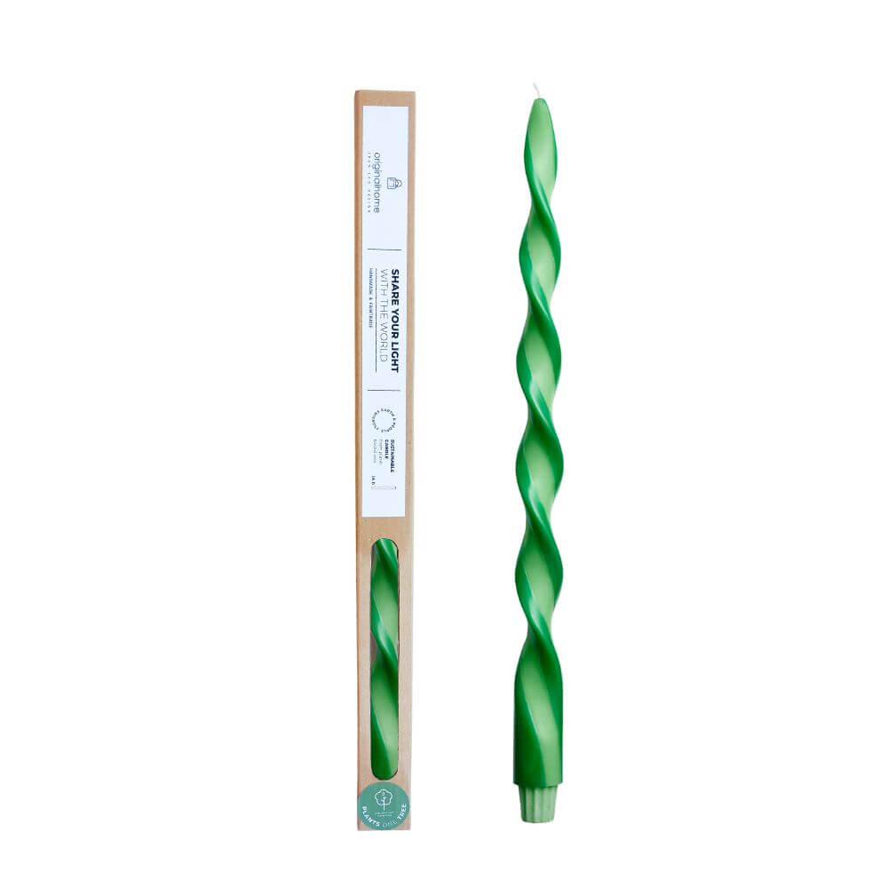 Originalhome spiraalkaars duo - 40 cm - lichtgreen
