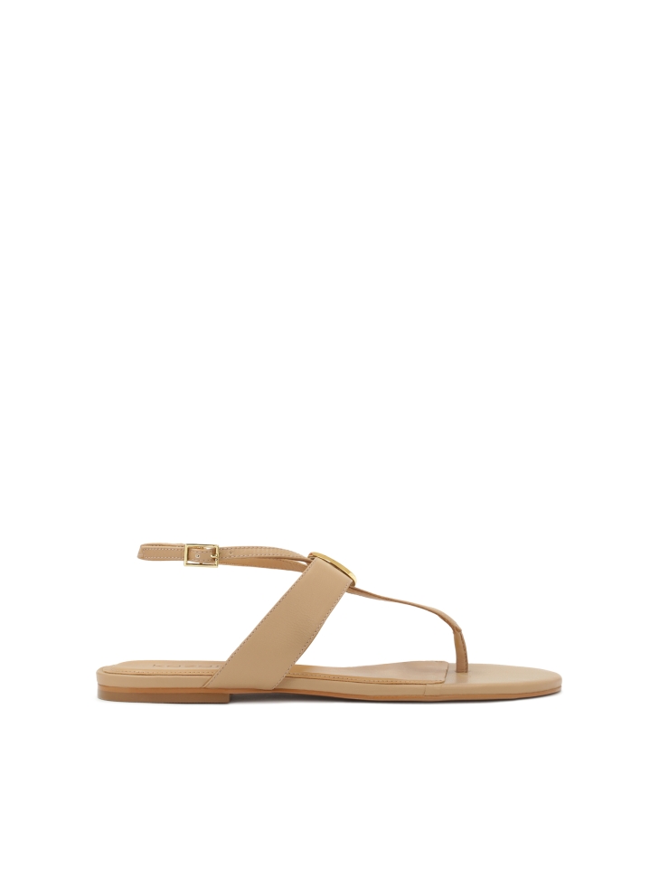 Beige flat flip flop sandals
