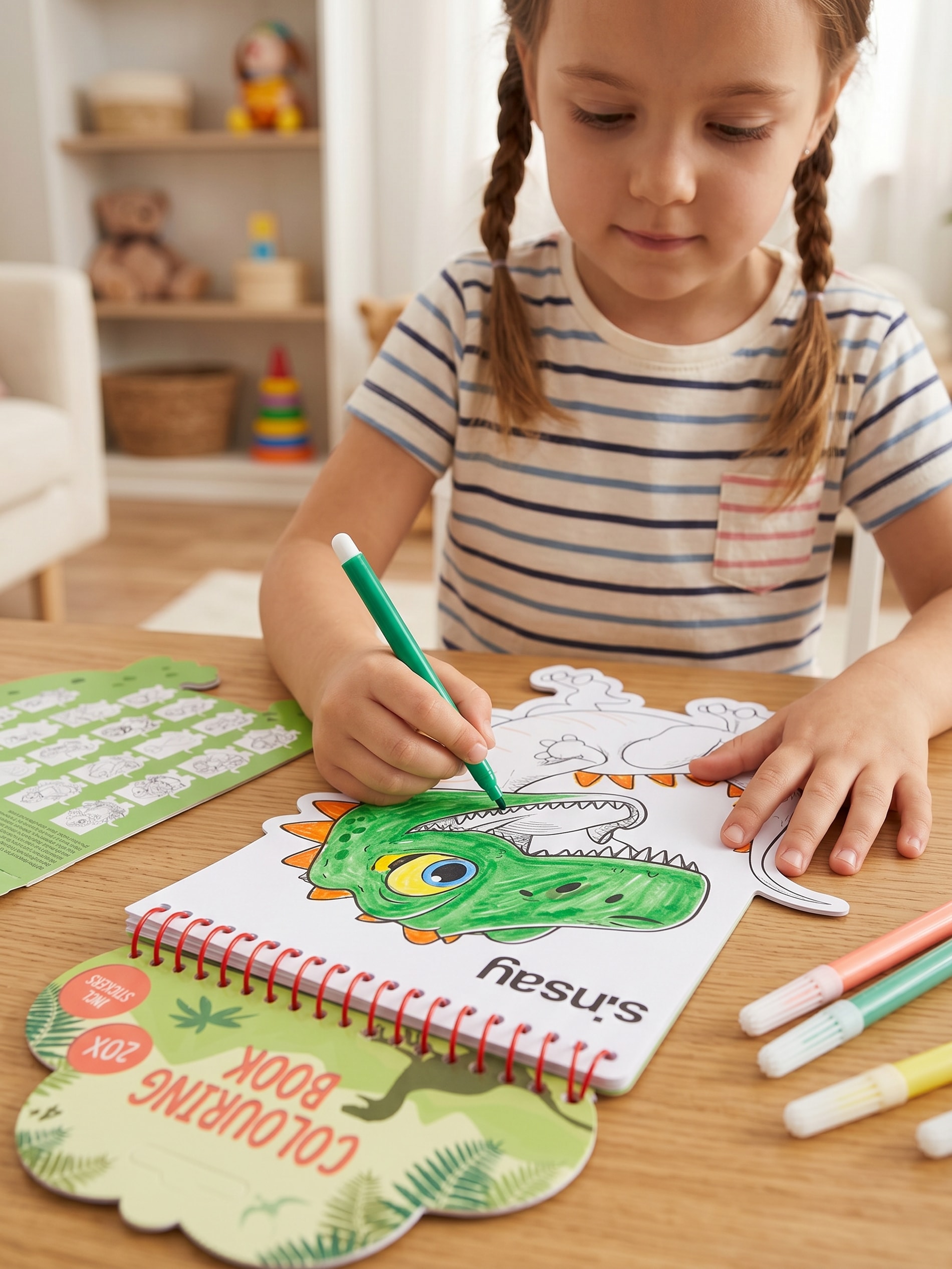 Kolorowanka z markerami i naklejkami z motywem dinozaura 7 pack