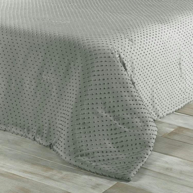 POMPON - Dessus de lit polyester gris 250x260cm