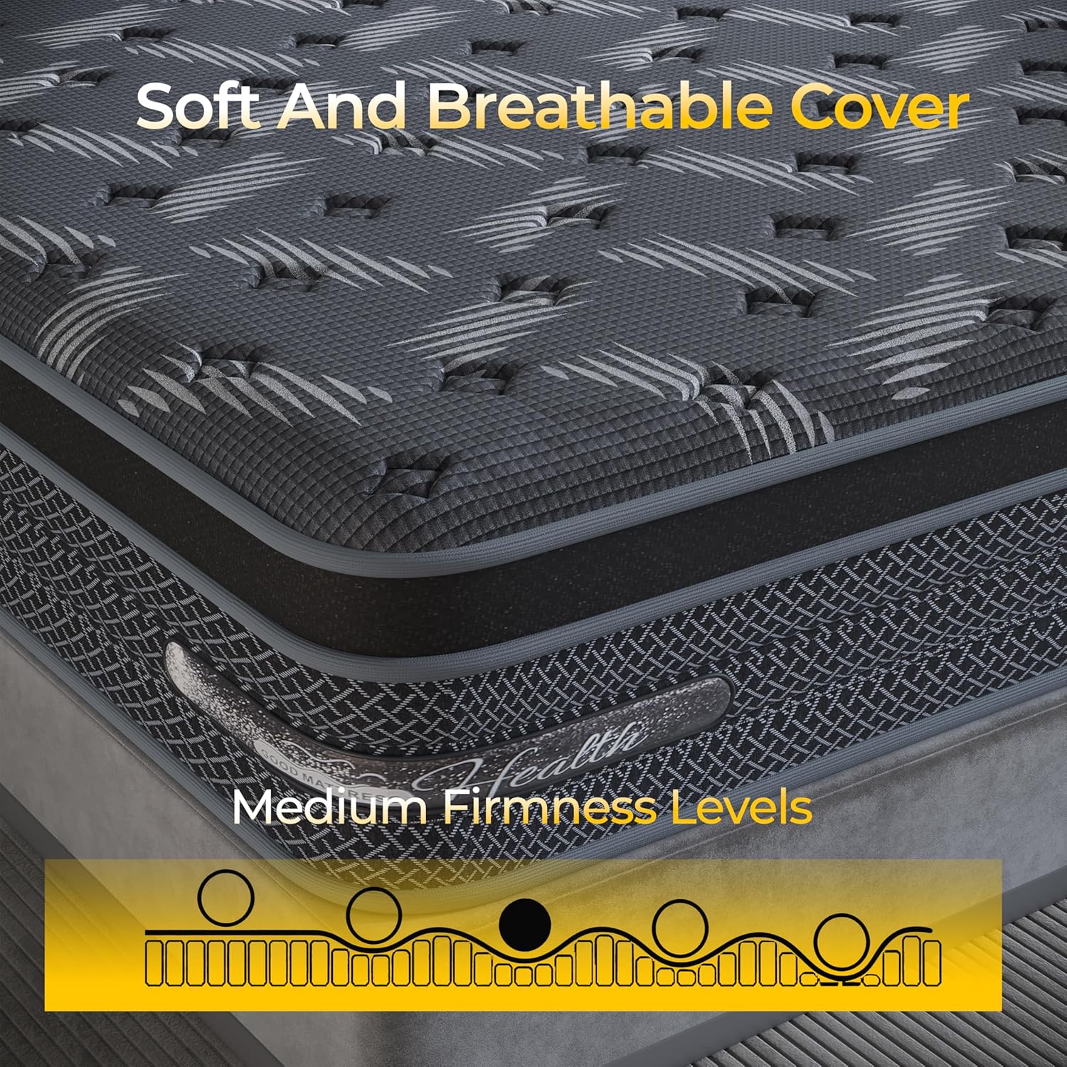 Queen Size Mattress 12 inch - 2026 Hybrid Firm Mattress in a Box Spring, Cooling Memory Foam, Pocket Springs, Medium Firmness for Pressure Relief, Motion Isolation, Edge Support, Side & Back Sleepers