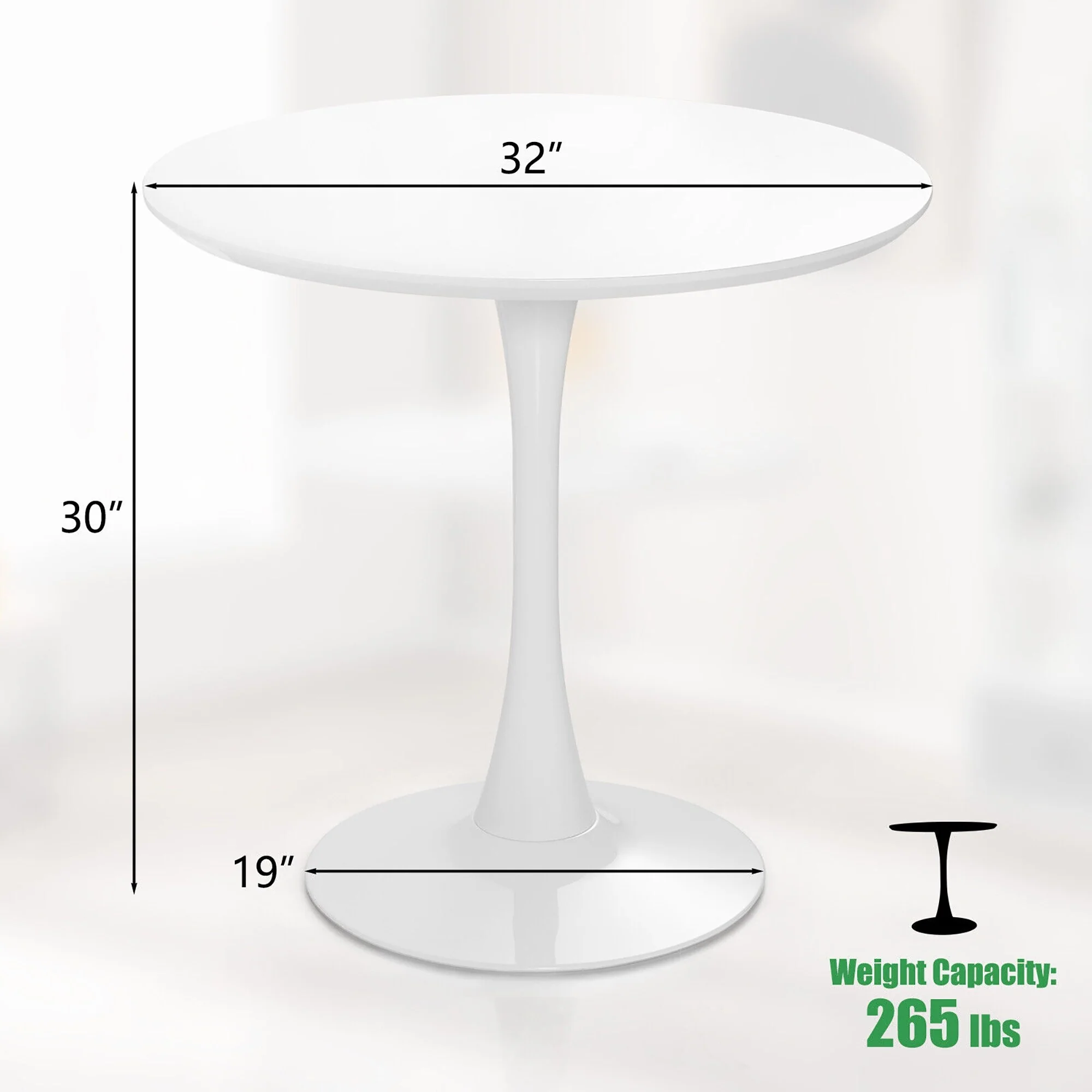 Gymax 32'' Modern Tulip Kitchen Table Round Dining Table w/ MDF Top &