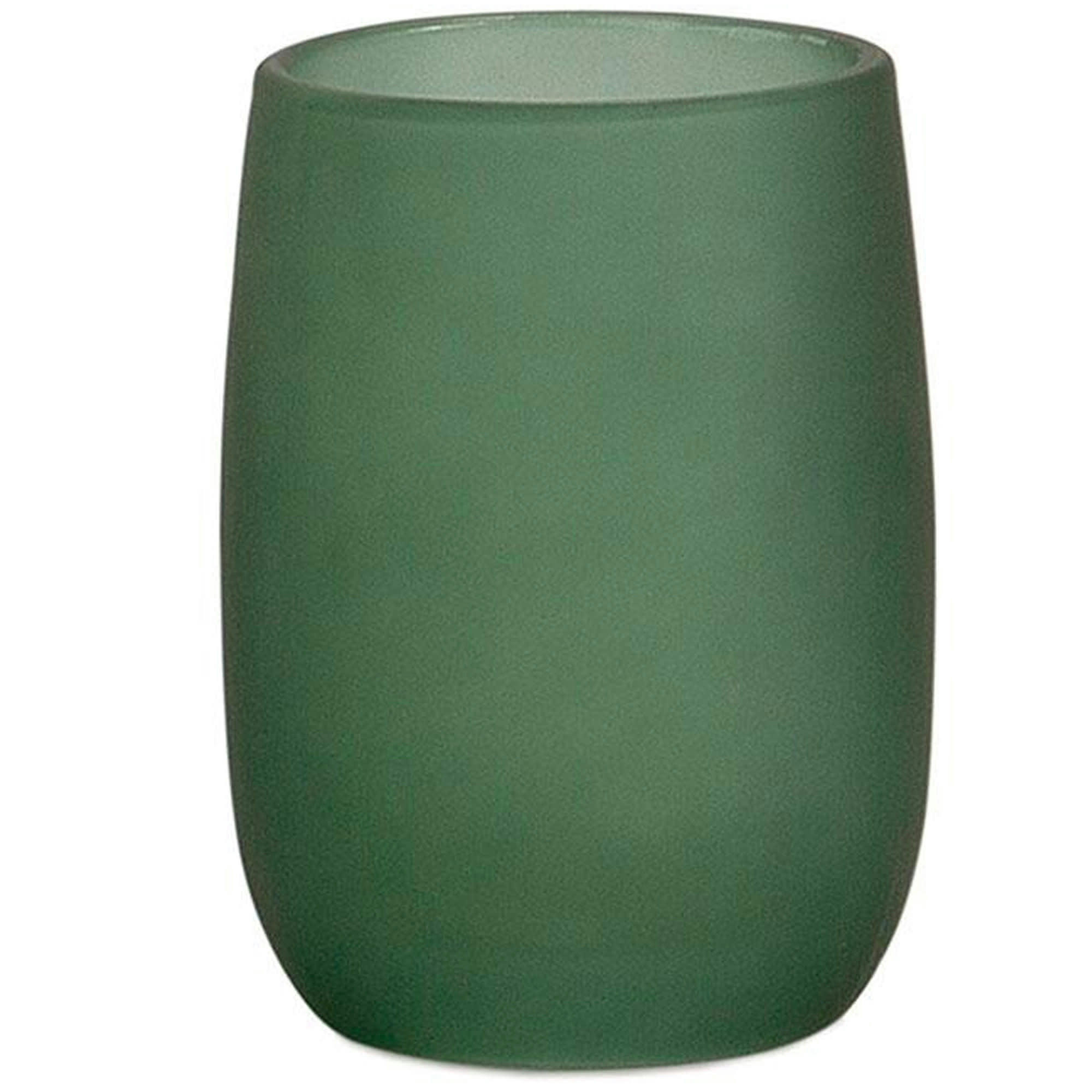 - Porte brosse à dents en verre vert mat 8x8x11cm