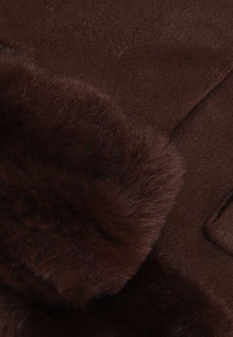Womens Chocolate Brown Faux Shearling Gloves