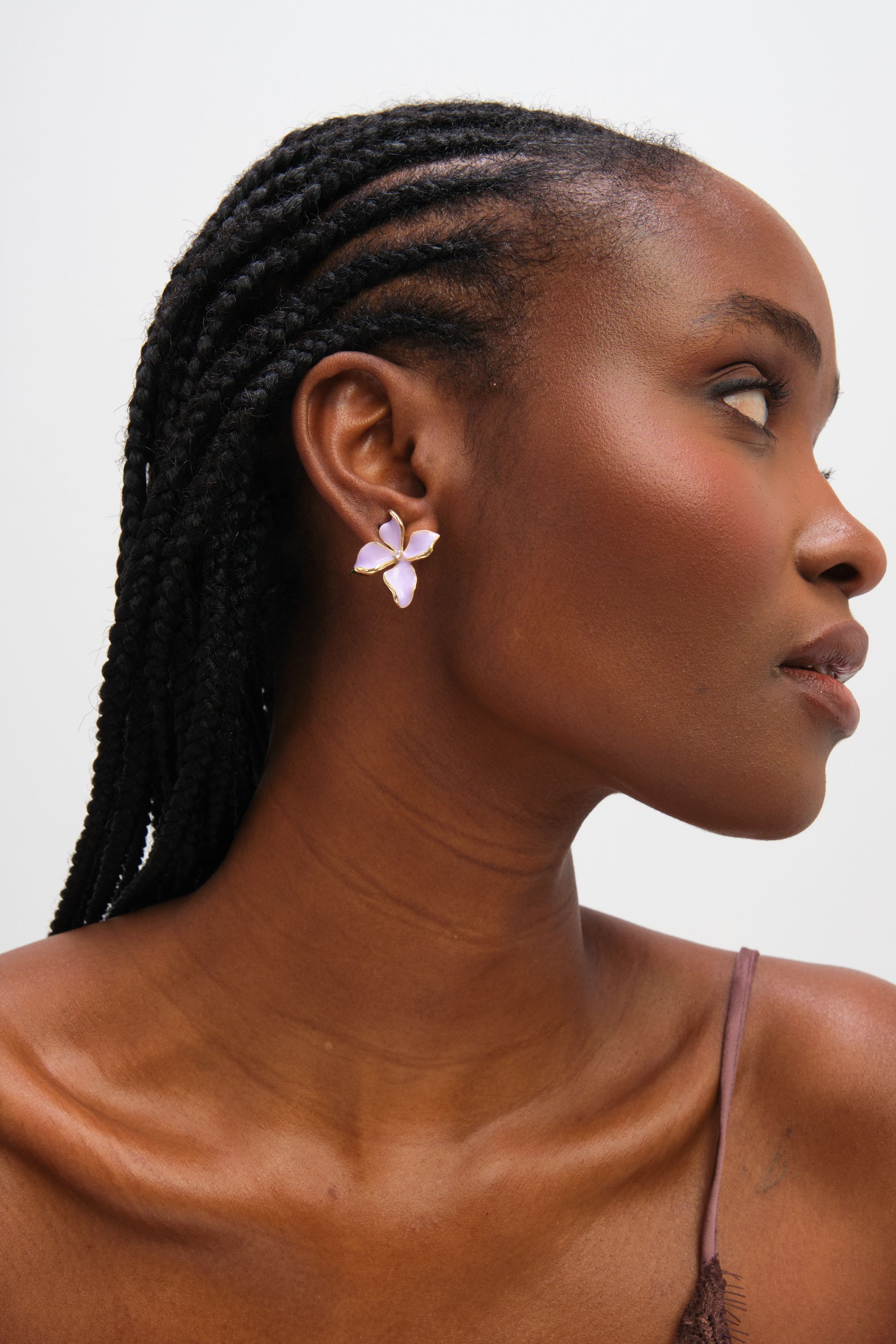 Jon Richard Gold Plated and Purple Petal Flower Earrings