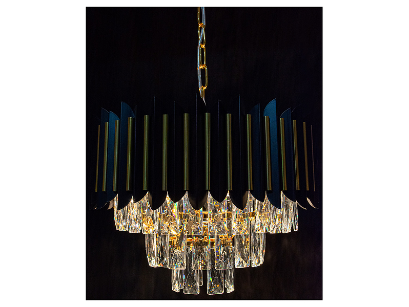 Lampa wisząca Rondo 4-punktowa metalowa czarno-złota