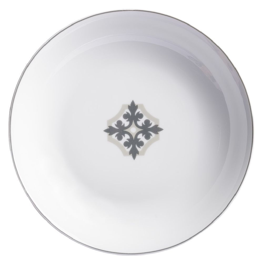 Assiette creuse blanche carreau de ciment flocon Ø21cm