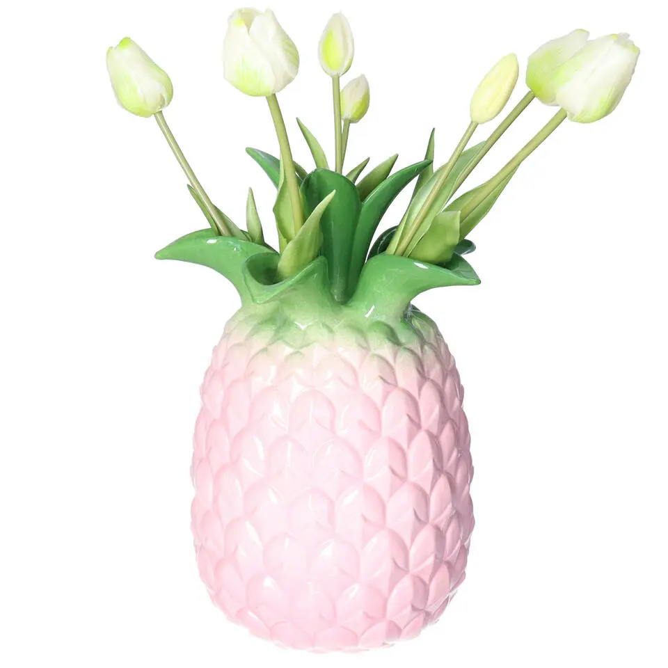 BD Kunst tulpen boeket Sally - 7x - creme - real touch - 47 cm