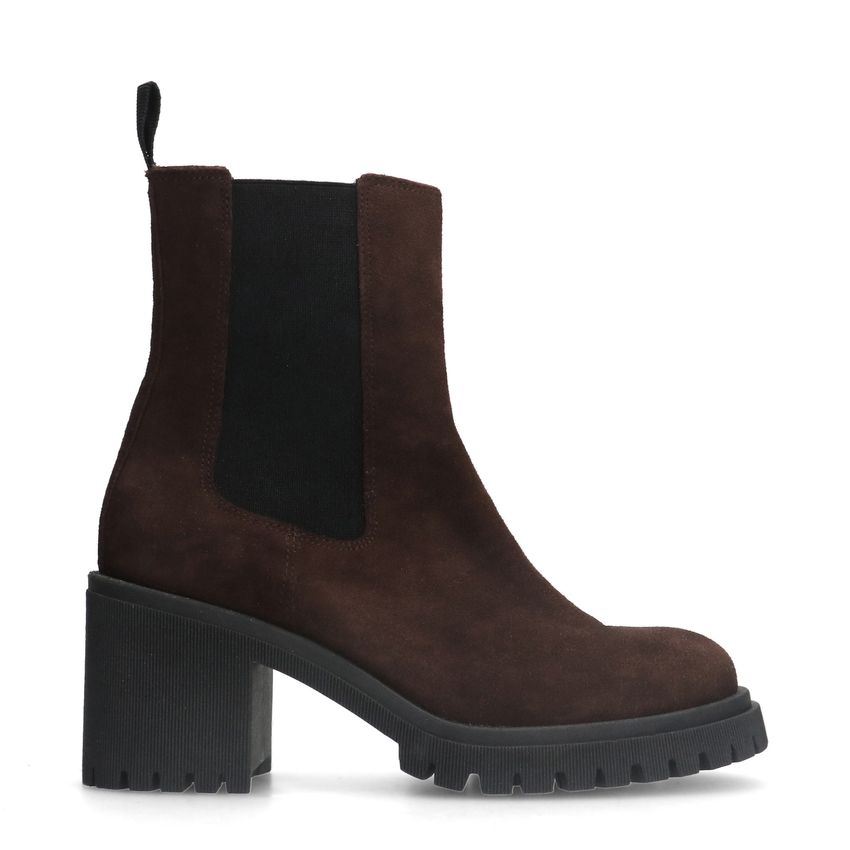 Manfield Bruine suède chelsea boots met hak