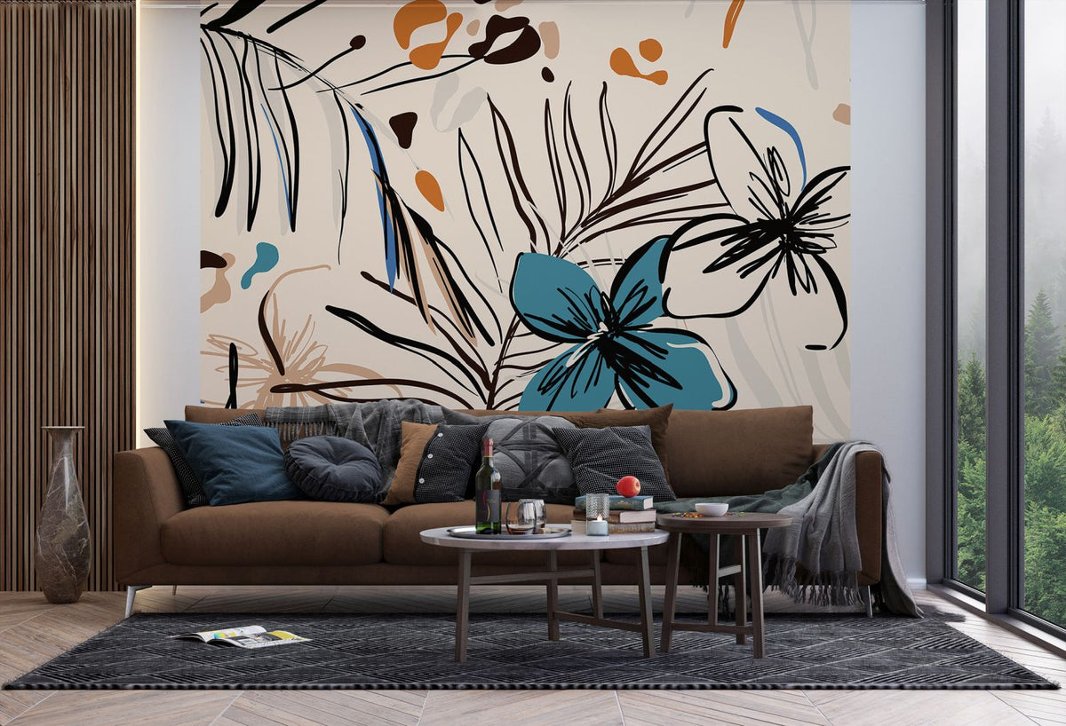 Sanders & Sanders fotobehang bloemmotief beige - 270 x 300 cm - 601180
