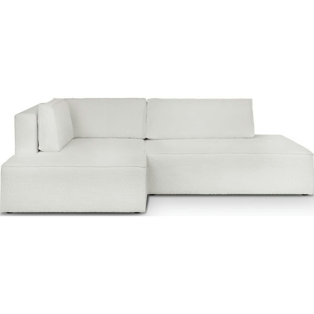 BARANI - Canapé d'angle à gauche convertible 3 places en tissu bouclé écru