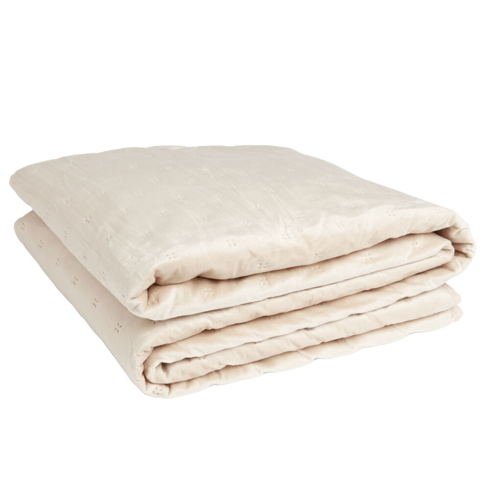 Couvre lit 2 personnes velours en pinsonic 220x240cm beige ou marron
