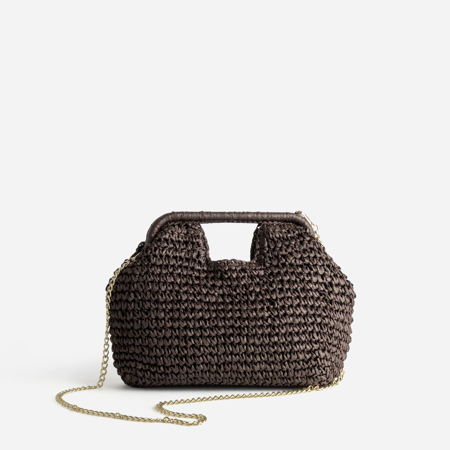 Sac pochette marron tressé