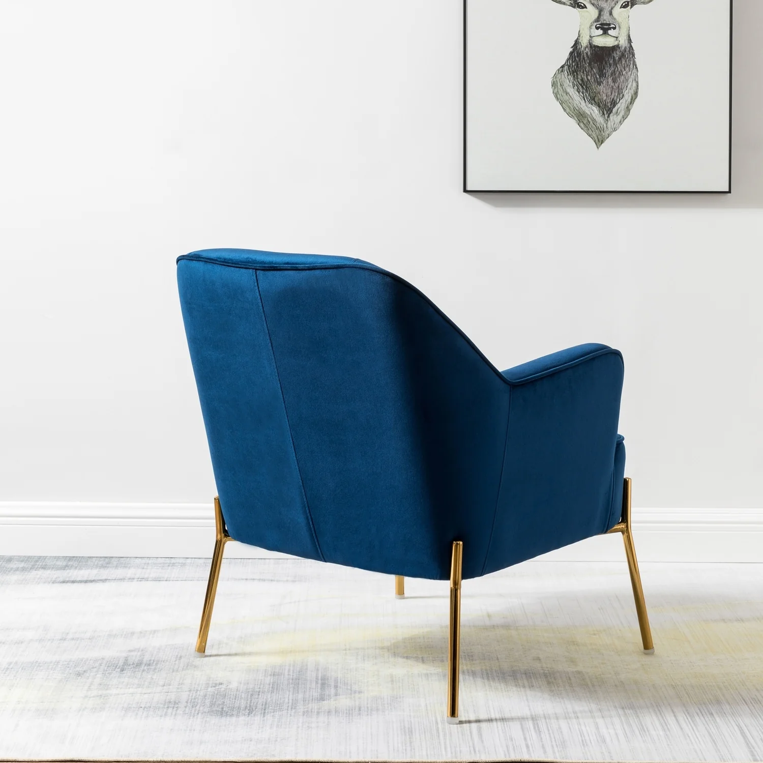 Marina Modern Velvet Accent Chair with Golden Legs Set of 2 by HULALA HOME