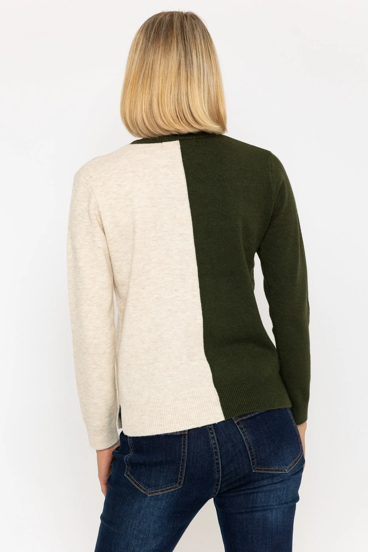 Khaki & Cream Star Print Knit Jumper