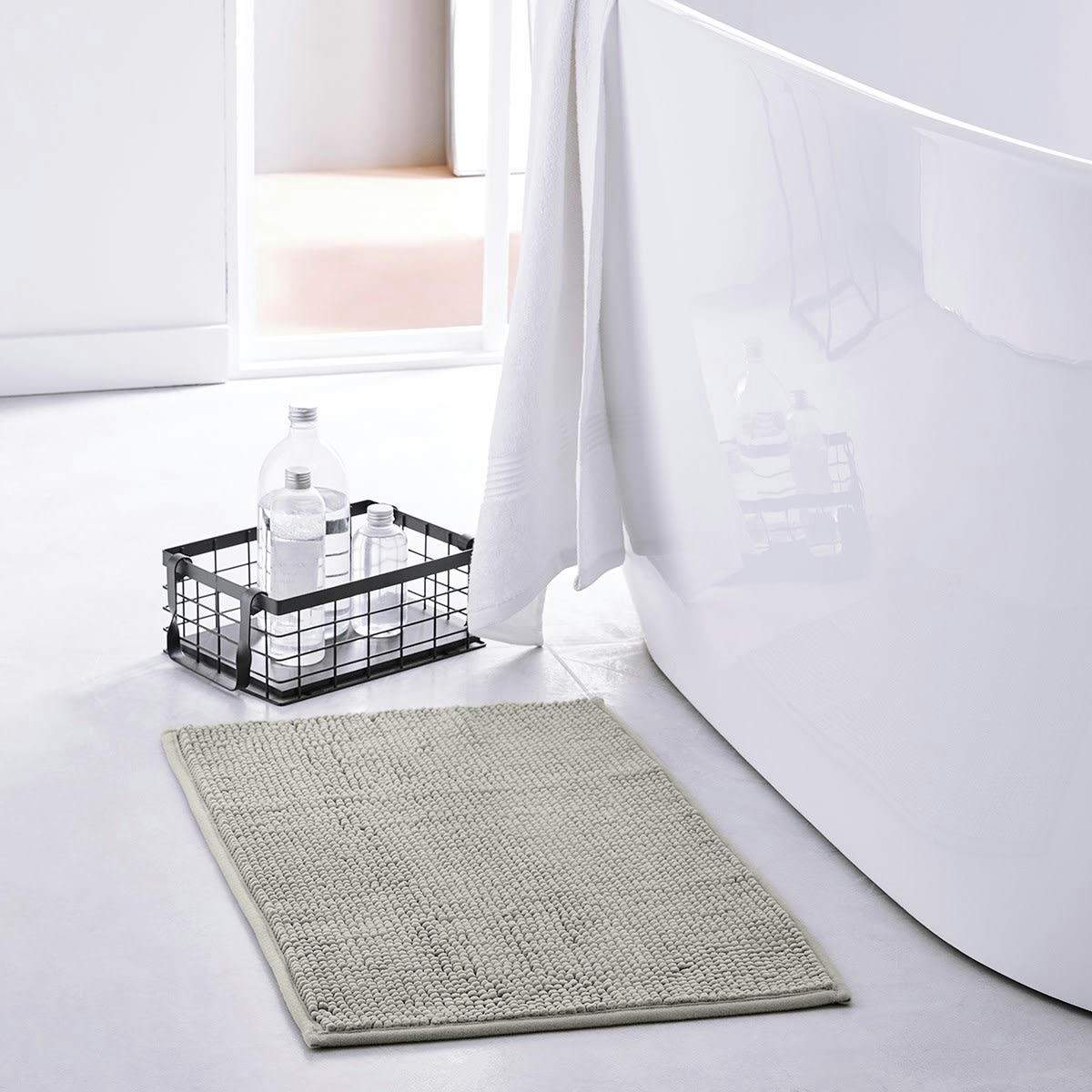 ESSENTIAL - Tapis de bain Bubble uni en Polyester Beige 60x40 cm