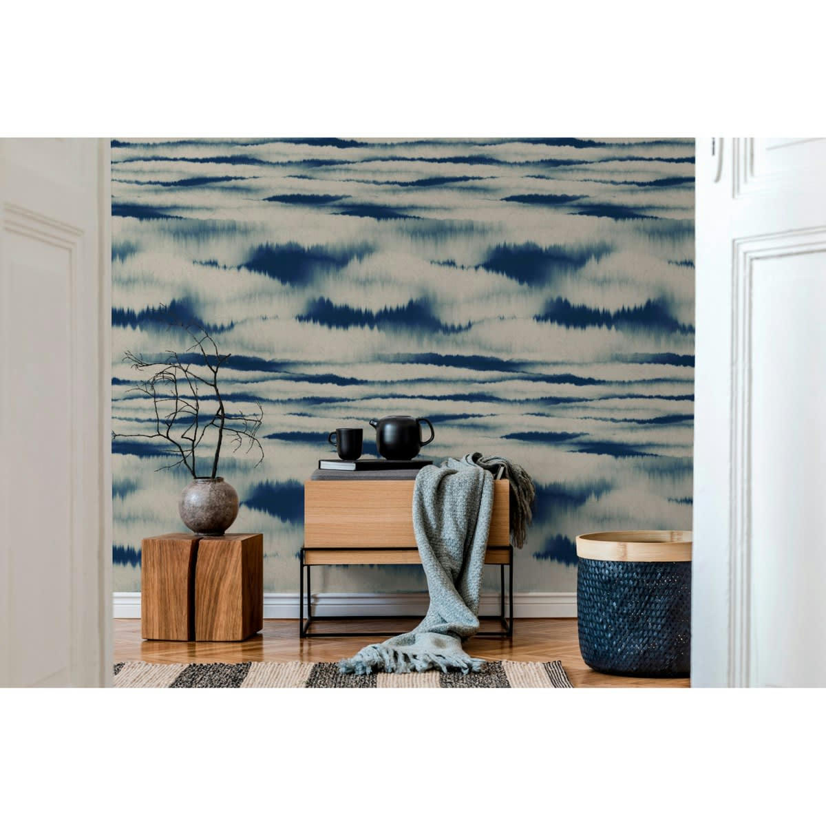 BAÏNA BLUE - Papier peint panoramique motif imprimé Multicolore 384x275cm