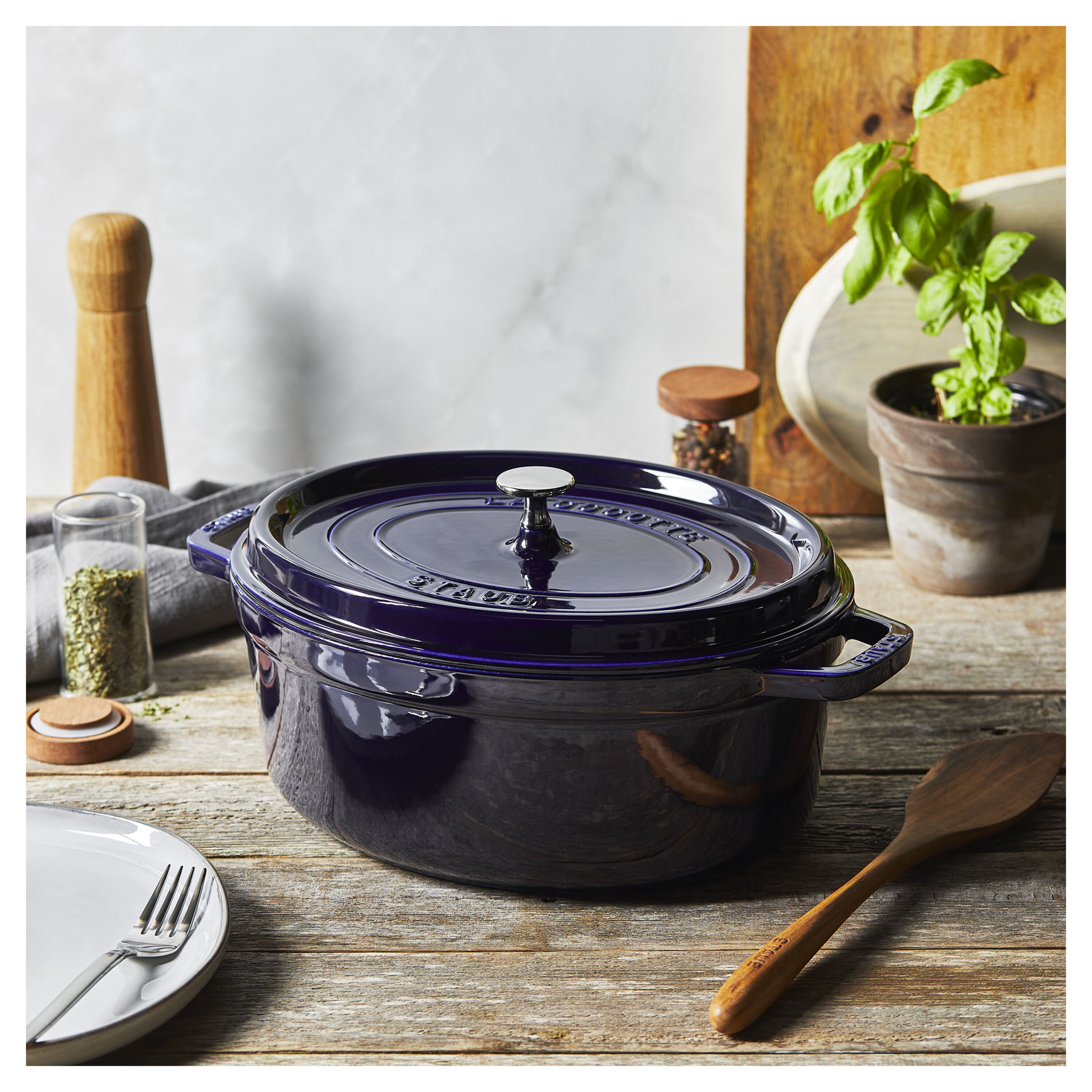 31 cm oval Cast iron Cocotte dark-blue