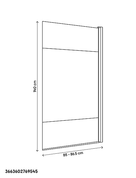 Pare-baignoire 1 volet verre effet dépoli anticalcaire GoodHome Calera H. 140 x l. 85 cm