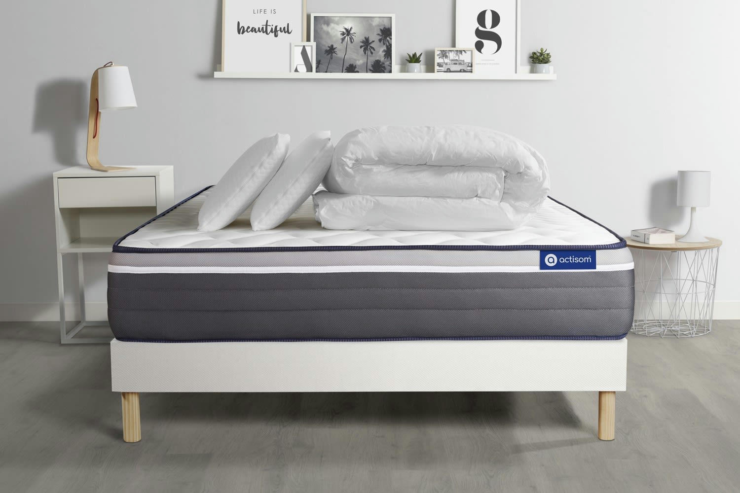 ACTILATEX PLUS - Pack prêt à dormir 200x200 cm sommier kit blanc