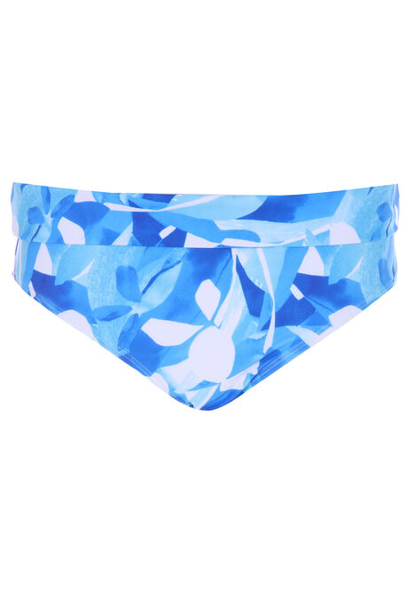 Womens Blue Abstract Print Midi Bikini Bottoms