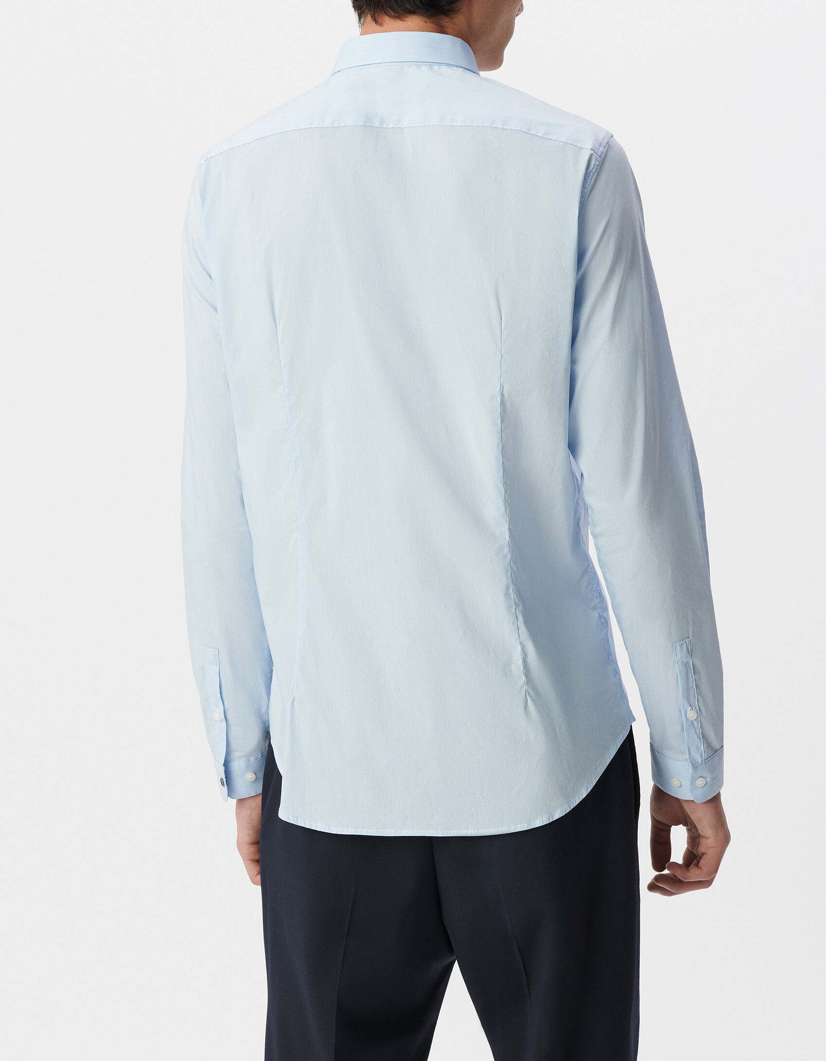 Chemise SLIM bleu ciel à fines rayures Homme