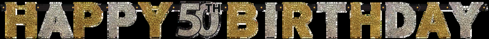 Milestone 50th Happy Birthday Banner Decoration, Gold and Silver