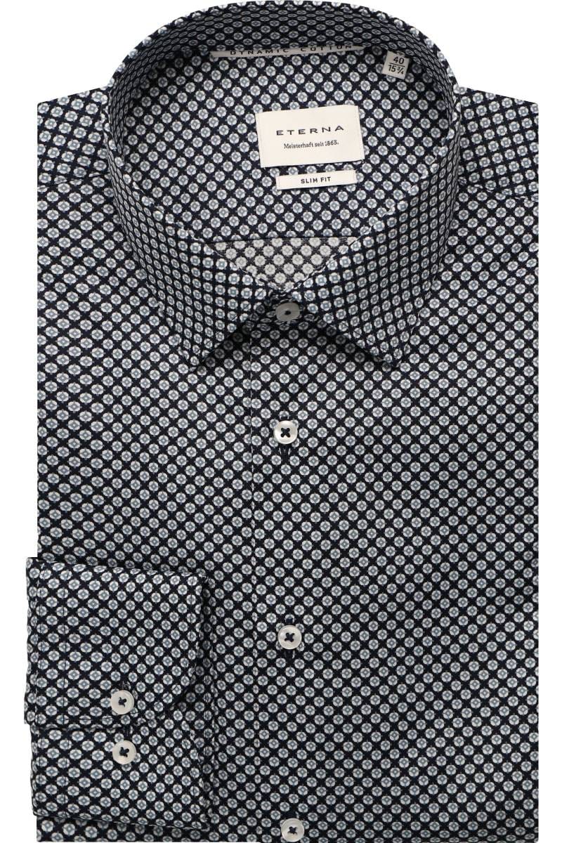 ETERNA Slim Fit Dynamic Cotton Hemd marine, Bedruckt