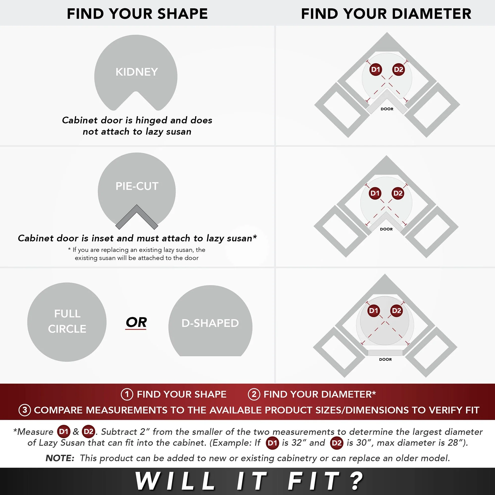 Rev-A-Shelf Lazy Daisy Polymer 18 Inch Pie Cut 3 Shelf Lazy Susan Set