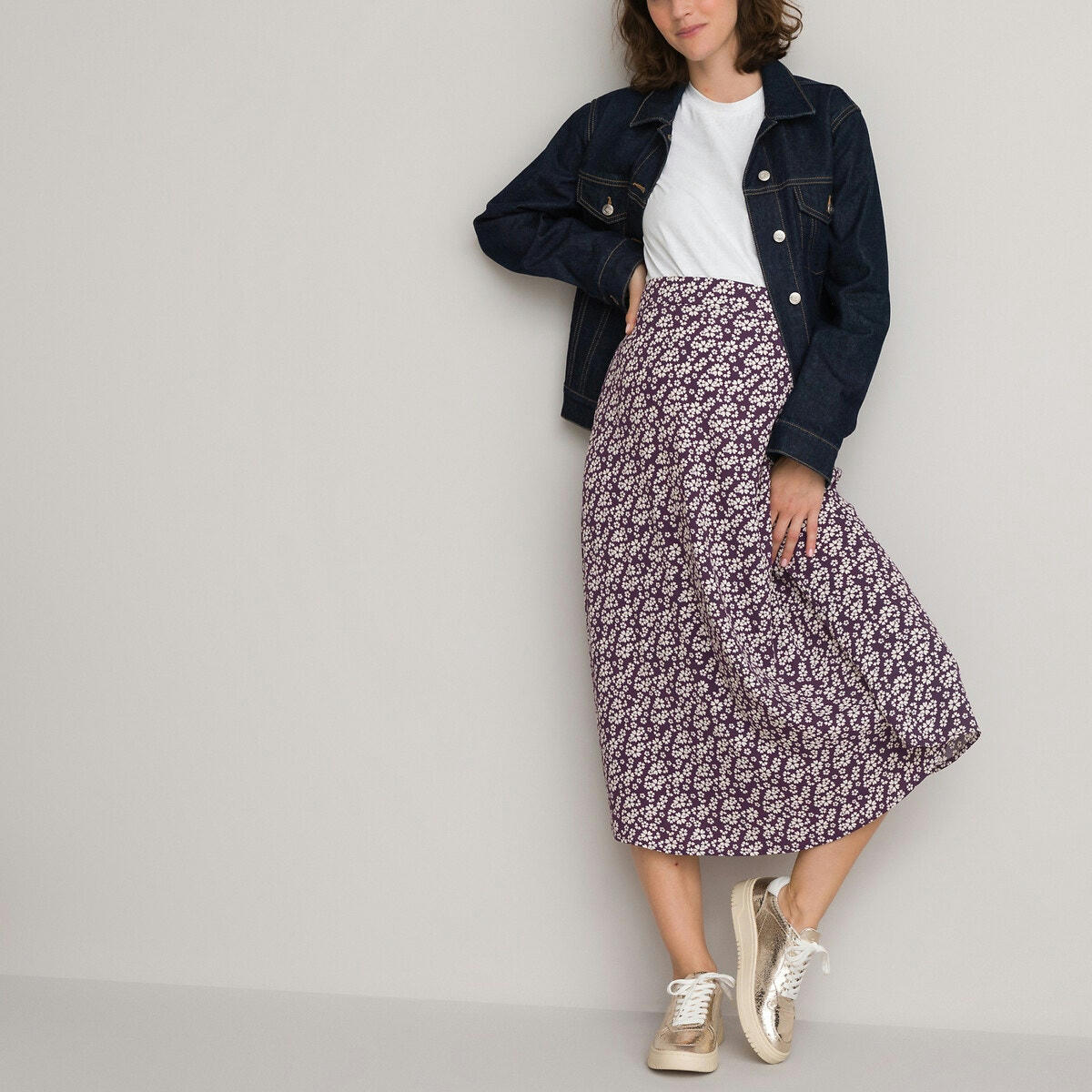 Jupe de grossesse mi-longue imprimé floral