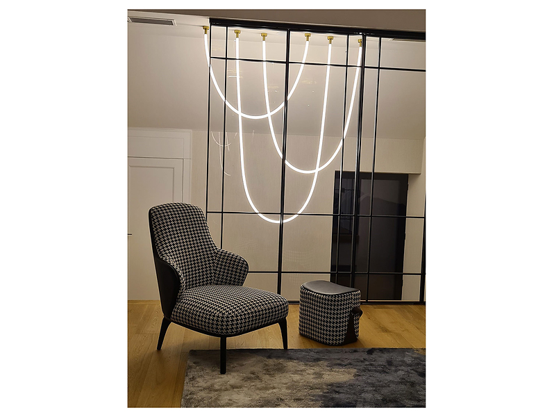 Lampa wisząca Rope LED metalowo-akrylowa biało-złota