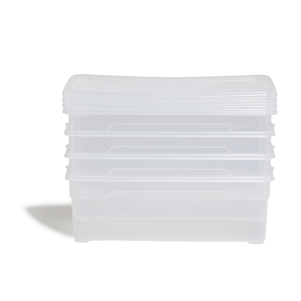 Lot de 4 box 11L plastique transparent