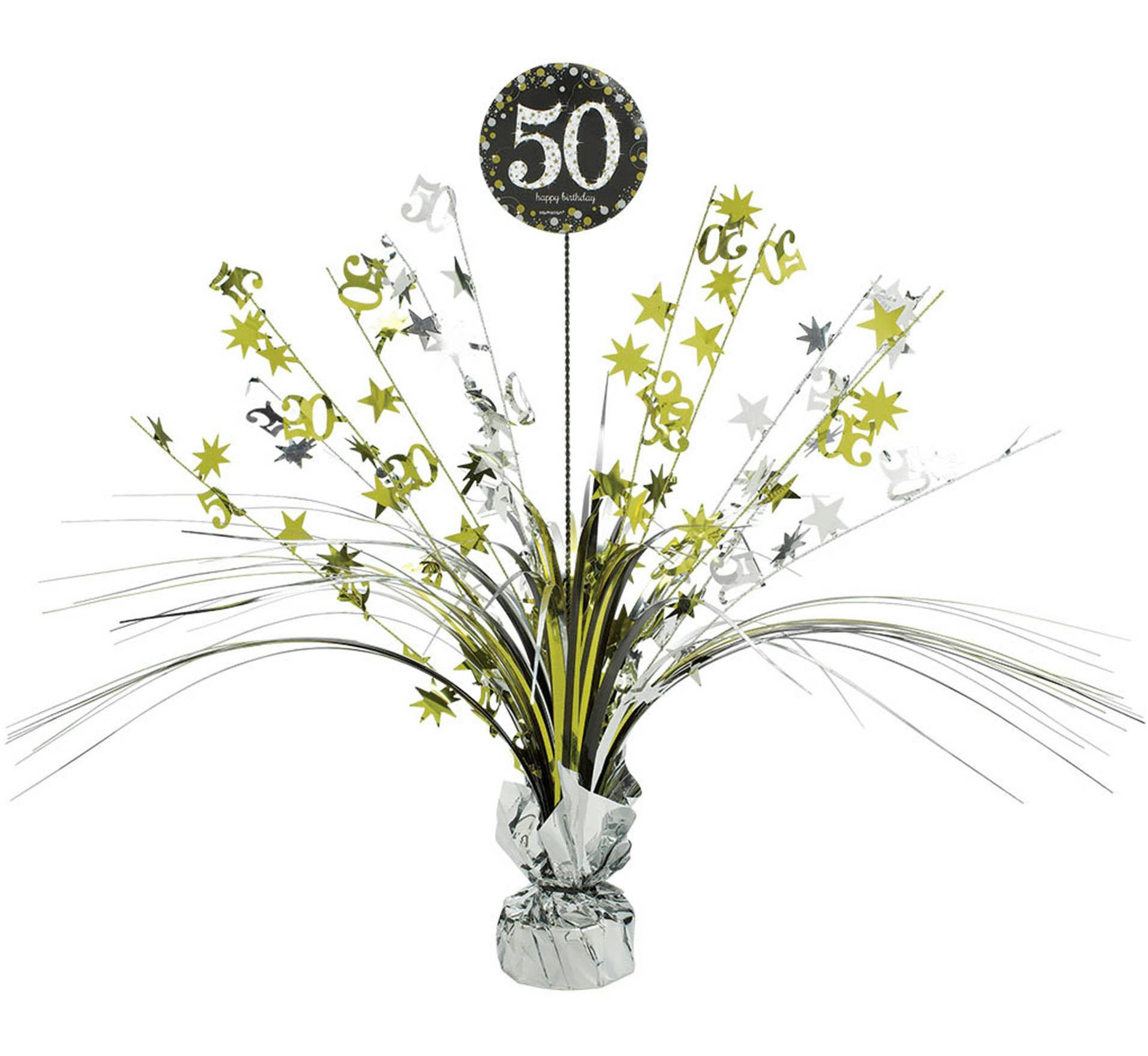 Milestone 50th Birthday Spray Centerpiece Decoration, Silver and Gold