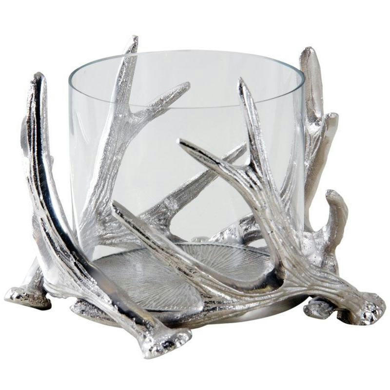 - Photophore bois de cerf en aluminium diamètre 14cm