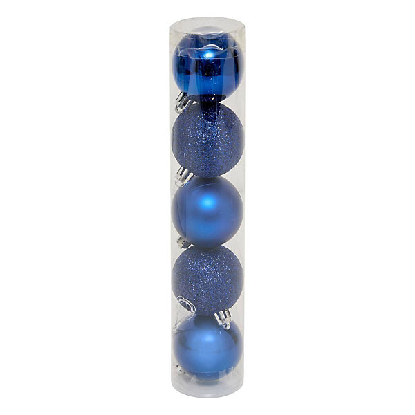 5 boules de noël bleues 50 mm - feeric lights &christmas