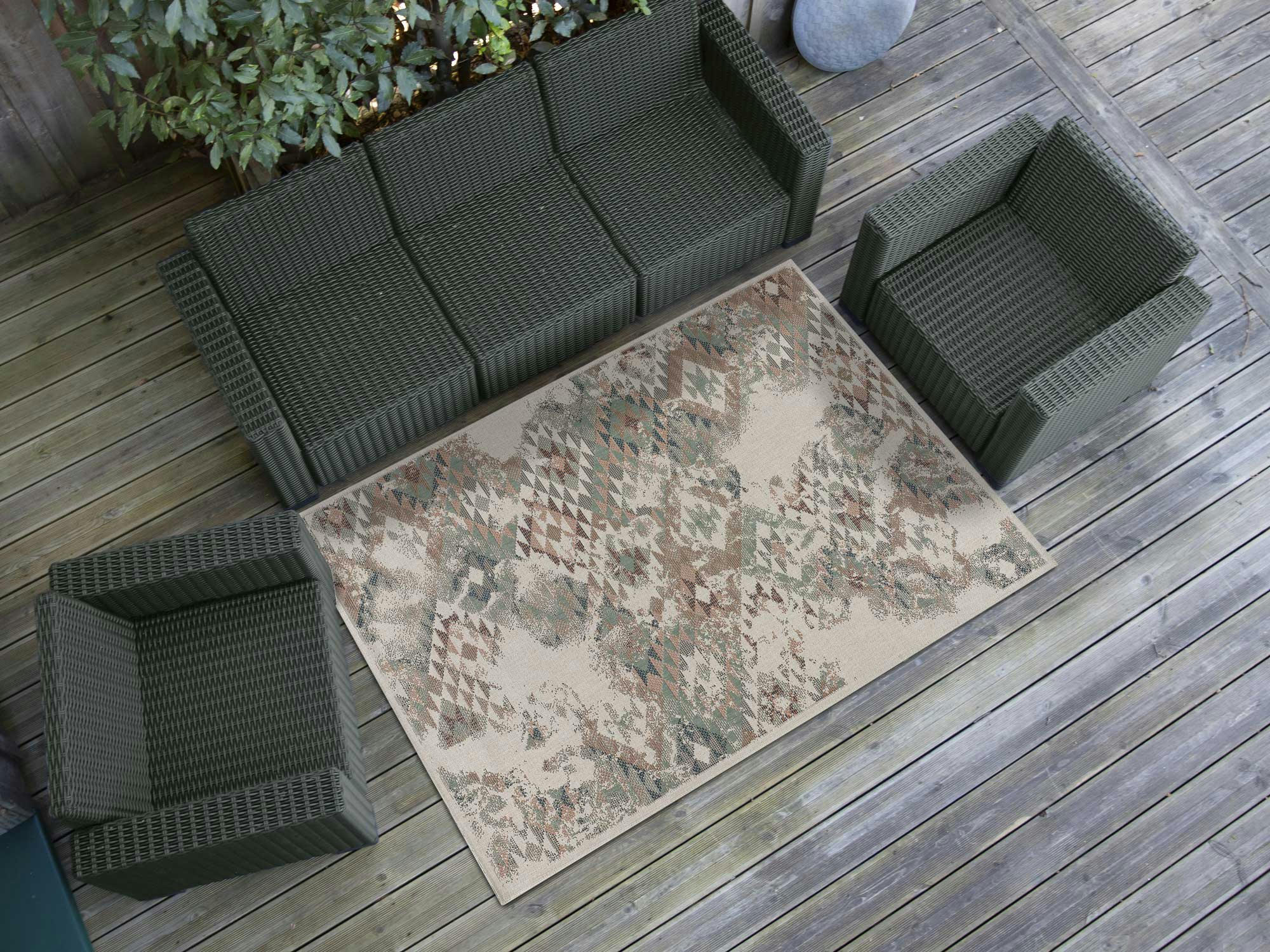 BRENO - Tapis d'extérieur ethnique multicolore, 77X150 cm