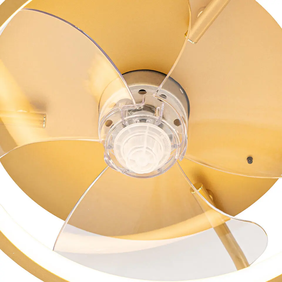 Qazqa plafondventilator kees goudkleurig ge?ntegreerde led