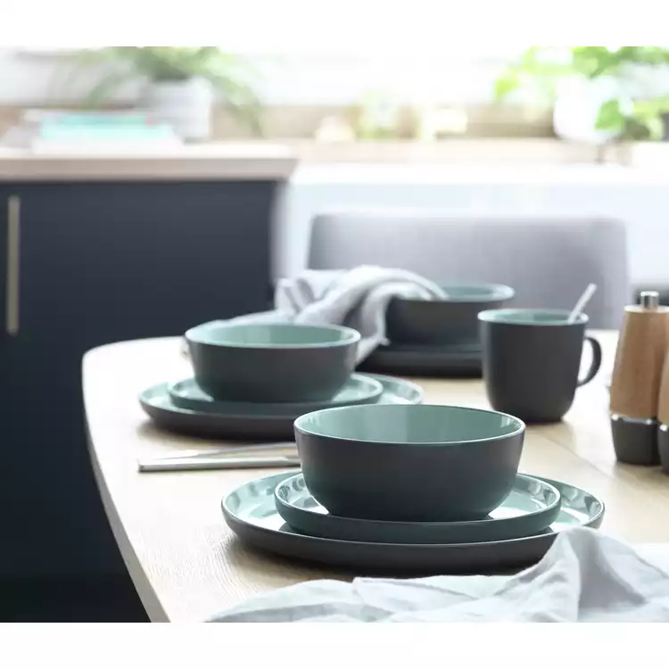Habitat Two Tone 16 Piece Stoneware Dinner Set