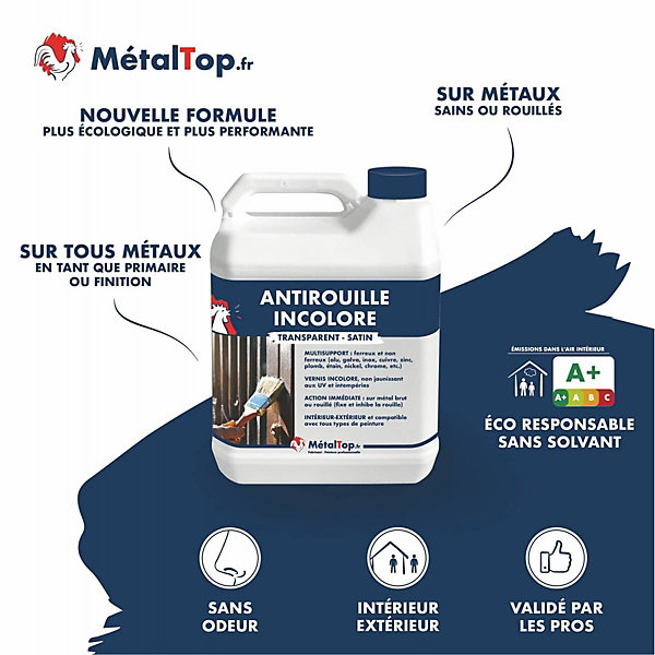 Antirouille Incolore - Bombe 400 ml - Métaltop